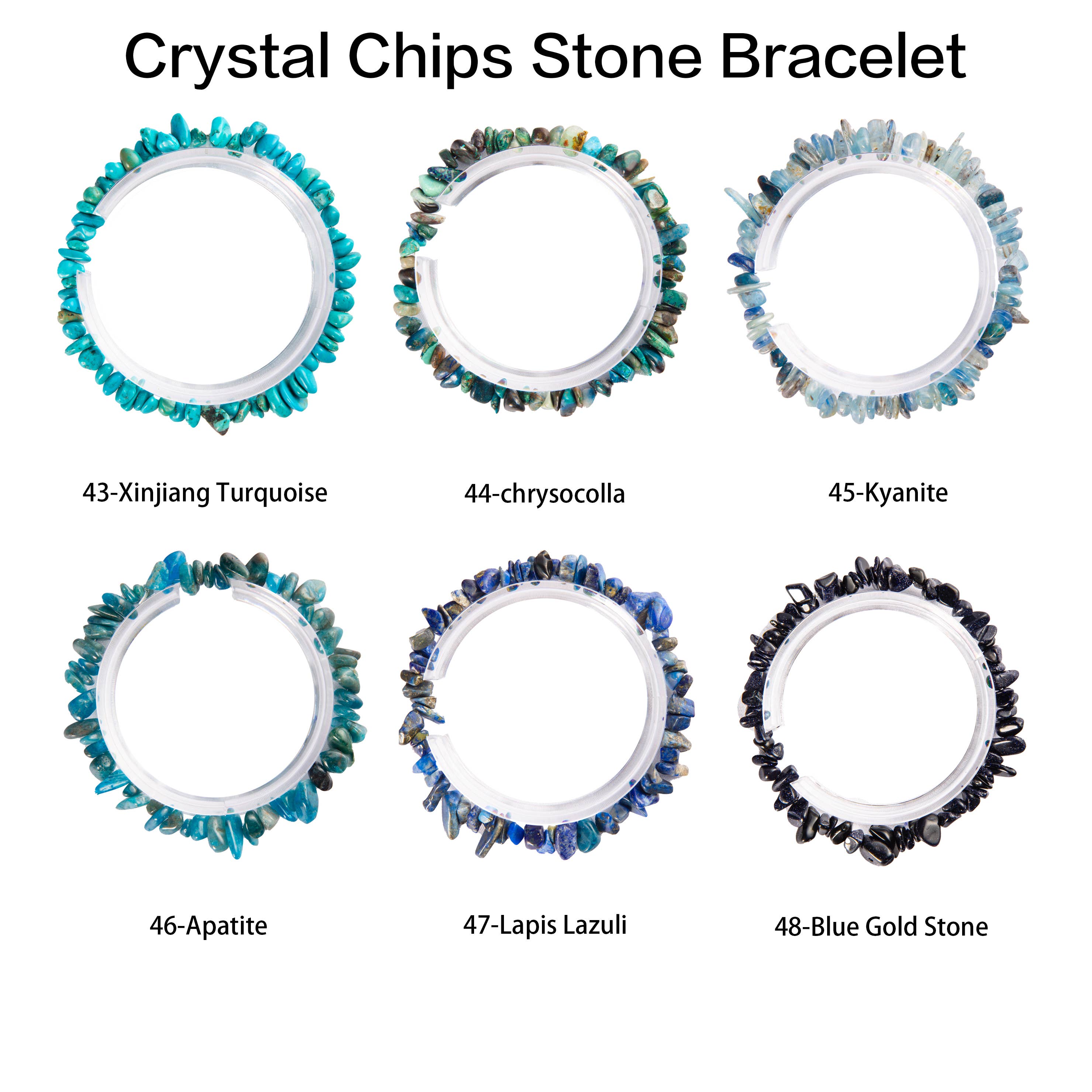 YYDIYcrystal - Wholesale Beaded Bracelet - 4PCs Crystal Bracelets for Couples, Women's chips Bracelet 14