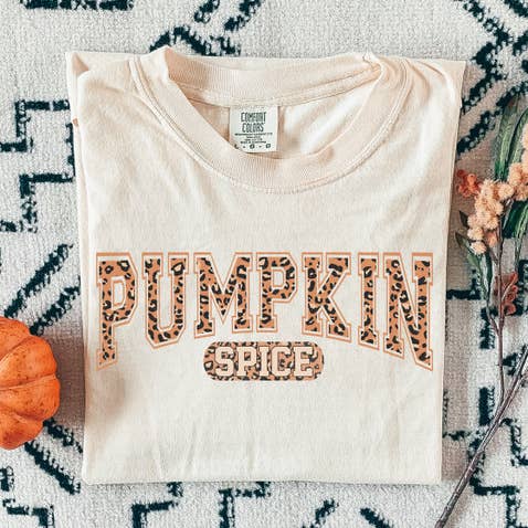 Pumpkin Spice Leopard Screen Print Heat Transfer for wholesale by Trendy Transfers