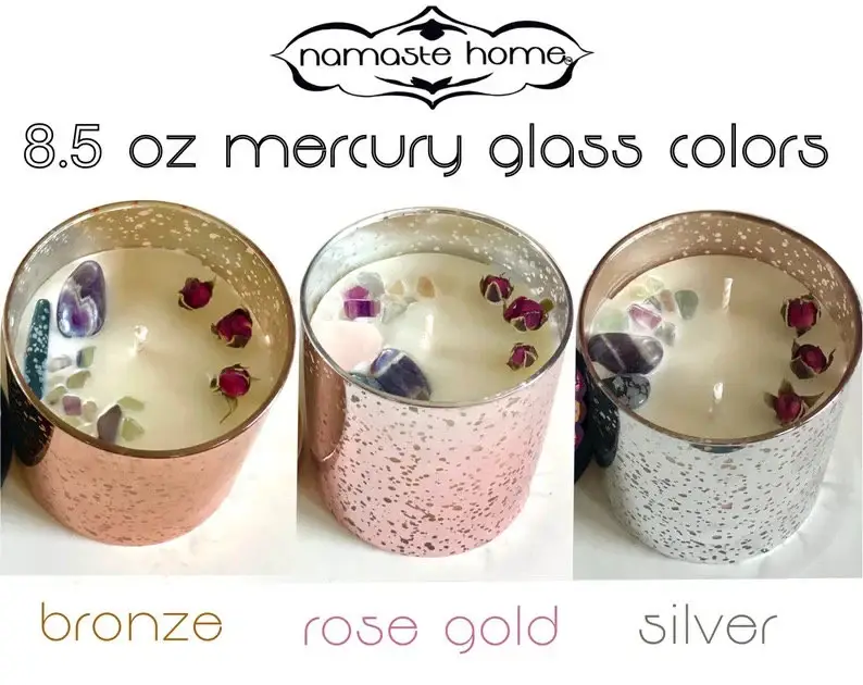 Namaste Home - Wholesale Jar/Filled Candle - August Birthstone Candle Adorned with Genuine Peridot5