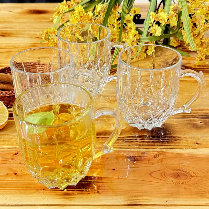 RED POMEGRANATE COLLECTION - Wholesale Coffee Mug - FIORA 13 oz Glass Mug4