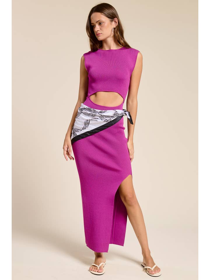 Mimosa - Wholesale Dress - Women's - Front Cut Out Waist Detail Midi Bodycon Dress8