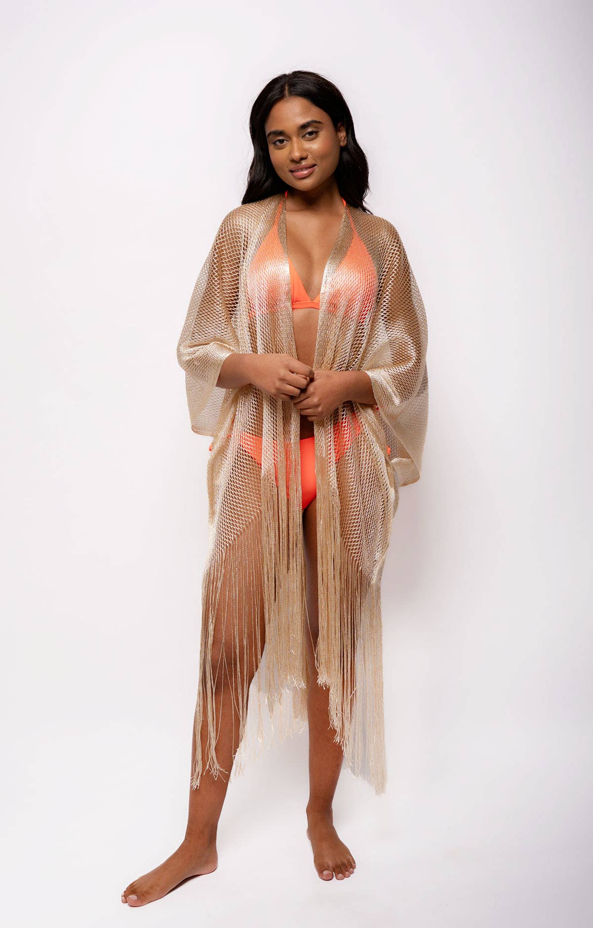 Belle Com'Elle - Wholesale Swim Cover Up - Women's - Shiny Mesh Beach Poncho / PL259334