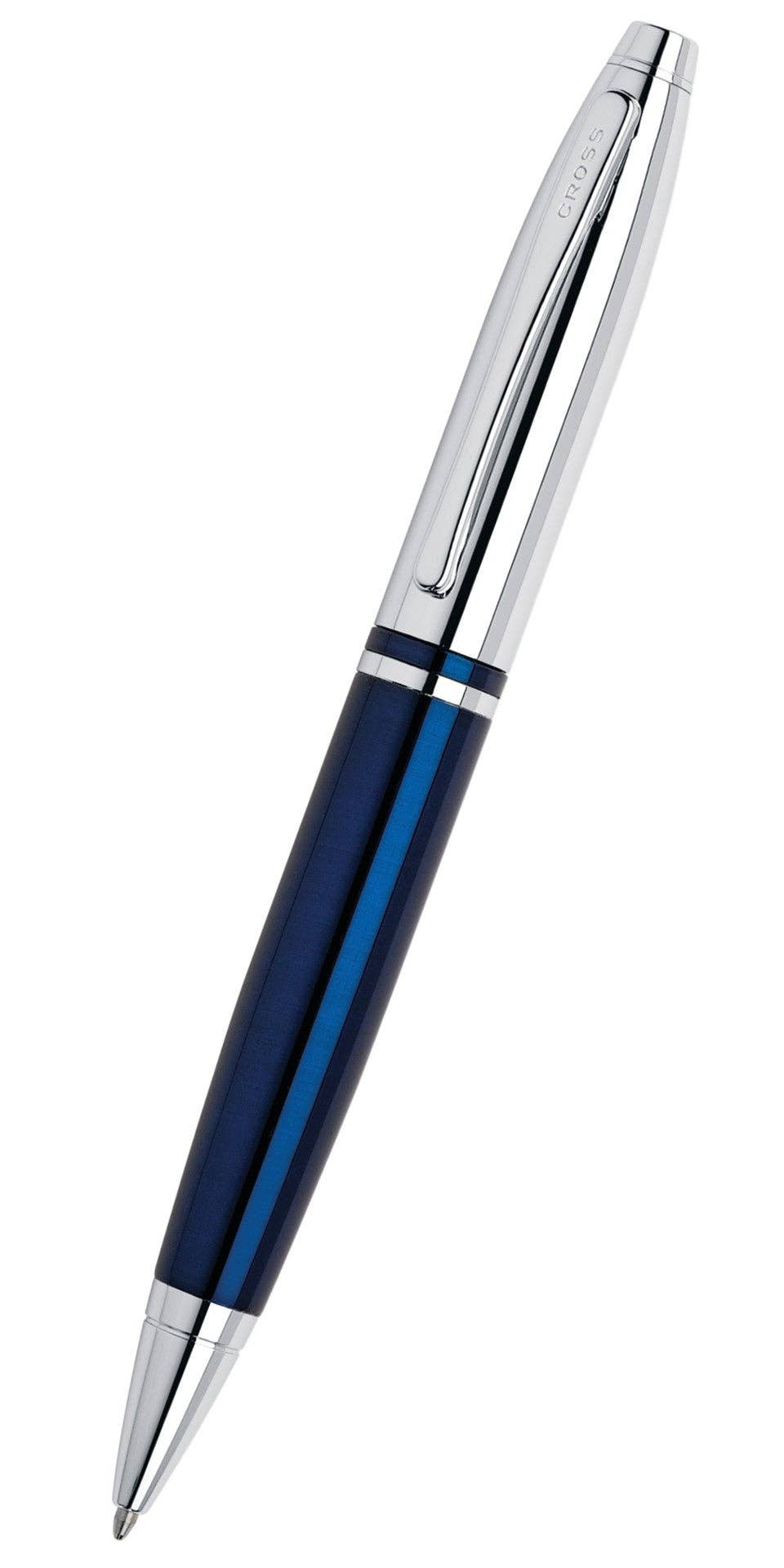 A. T. Cross - Wholesale Pen - Calais™ Chrome & Blue Lacquer Ballpoint Pen
