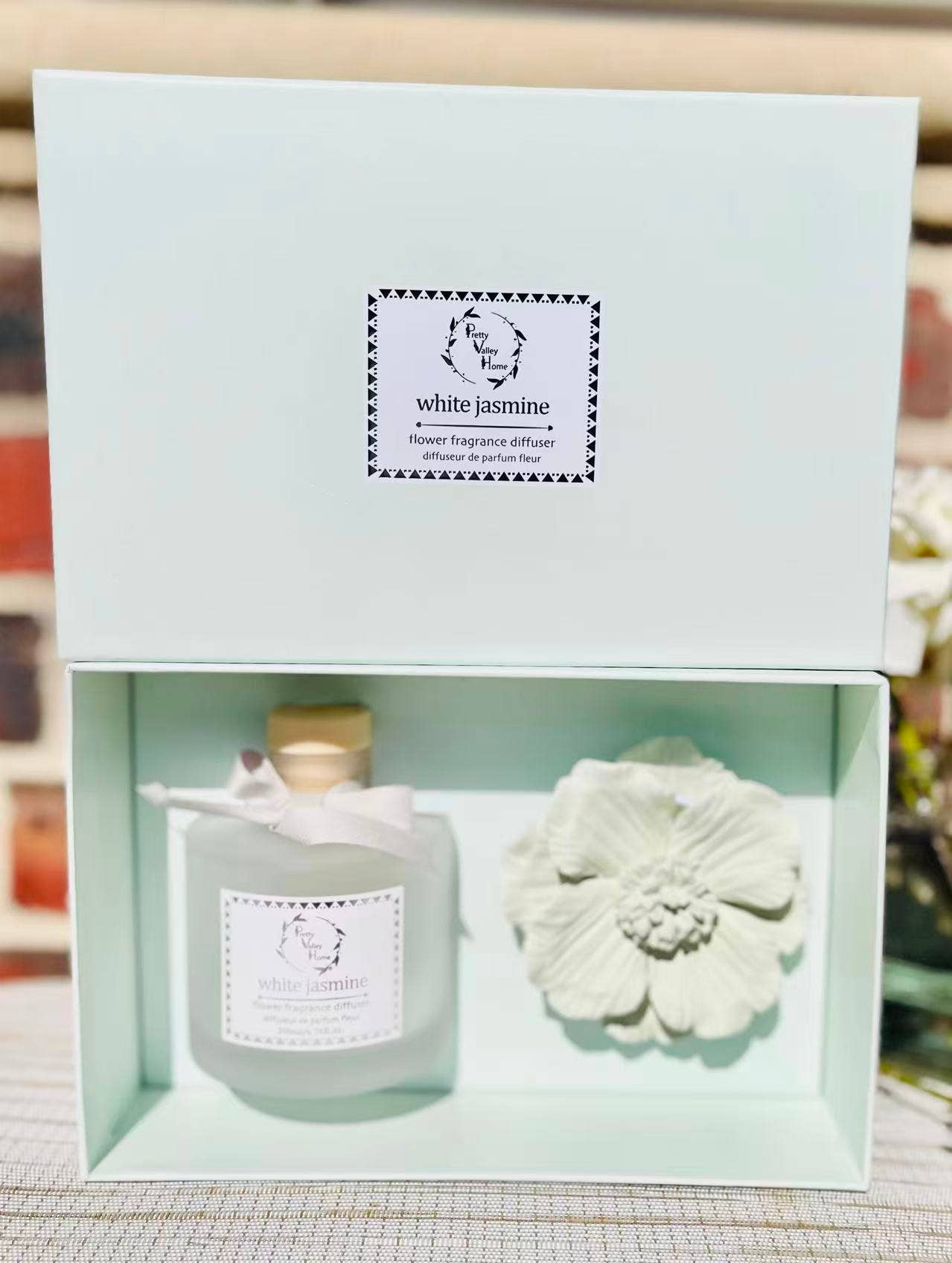 Pretty Valley Home - Wholesale Reed Diffuser - New (2025) Diffuser Sets Marigold Ceramic Flower - Jasmine7