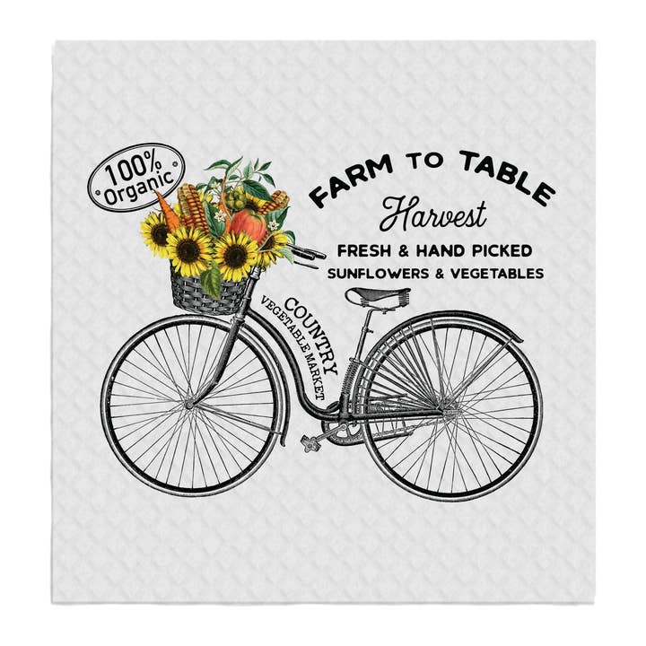 Farm to Table Organic Sun Flowers SWEDISH DISH CLOTHS for wholesale by Avery Lane Gifts