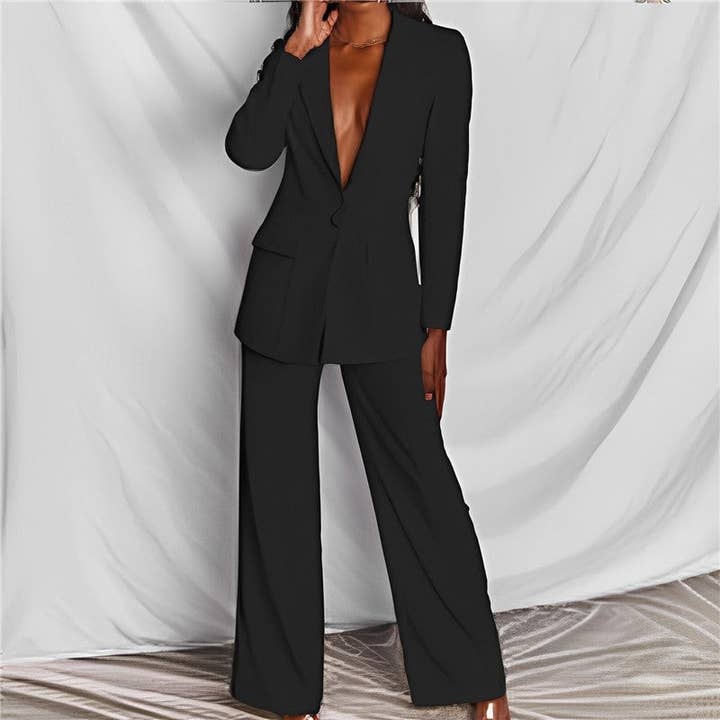 FurDecoration - Wholesale Suit Set - Women's - Solid Color Long Sleeve Suit Pants Set10