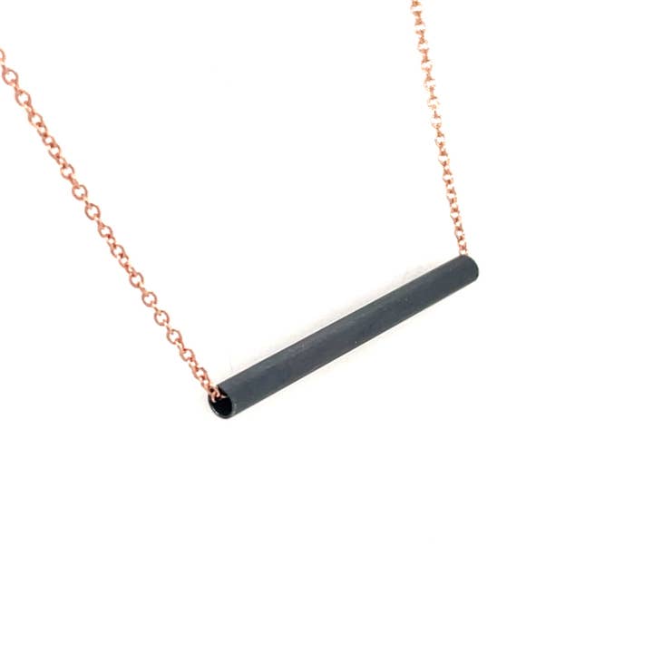 Flavia Bennett Designs - Wholesale Pendant/Charm Necklace - Skinny Tube Necklace in Gold and Black Silver2