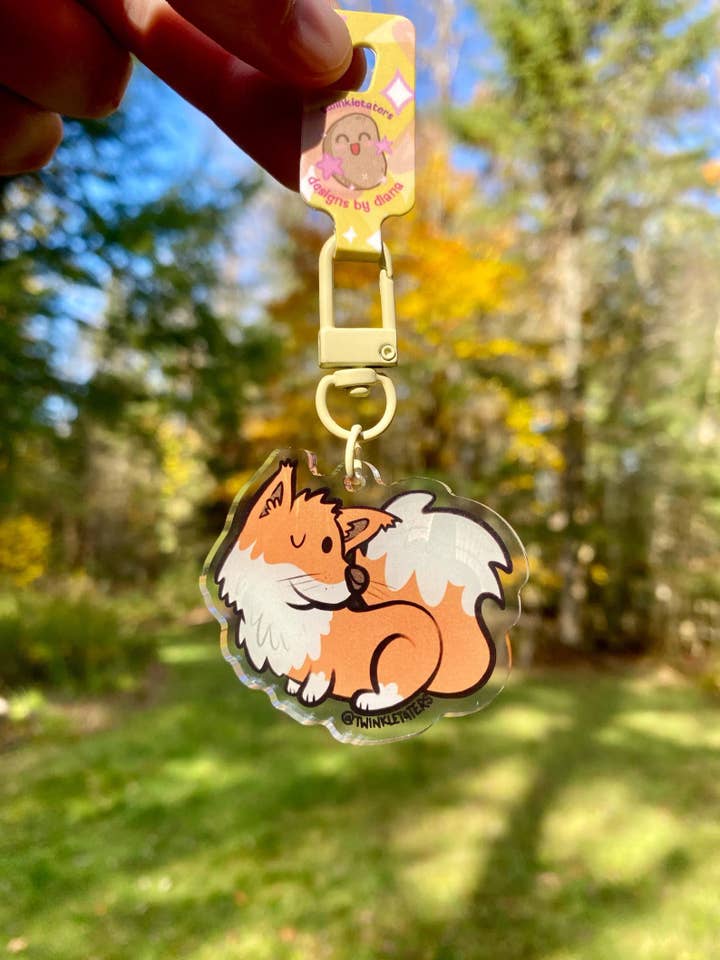 Cute Fox 2" Double-Sided Acrylic Keychain for wholesale by Designs by Diana - twinkletaters