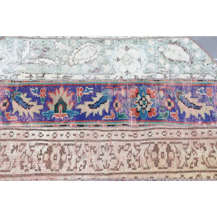 The Loom Wholesale - Wholesale Rug Pad - Vintage 3,6x3,6 ft Rug, Turkish Rug, Blue Geometric with floral elements Wool Rug4