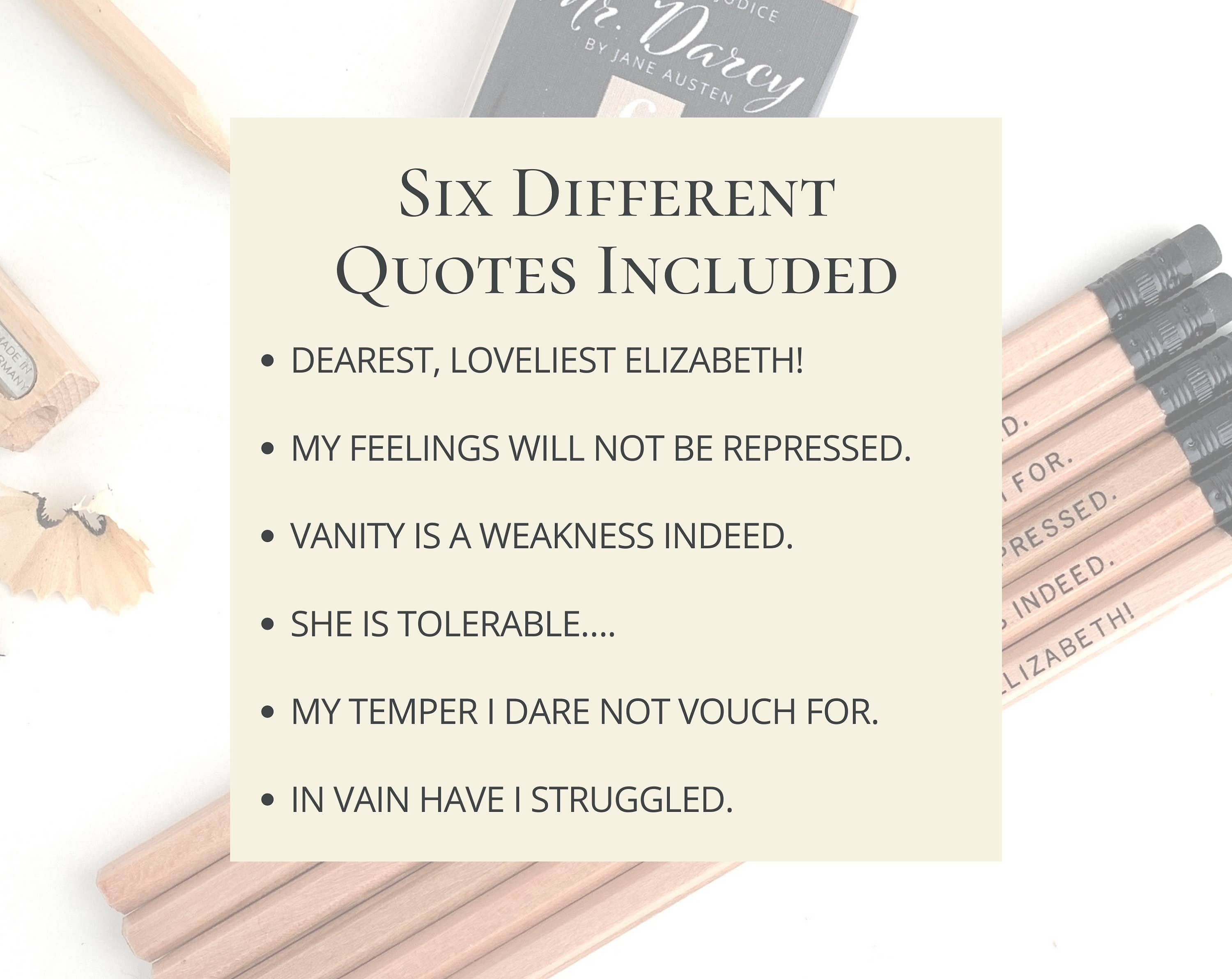 Lit & Whimsy - Wholesale Pencil - Mr. Darcy Book Quote Pencils, Pride and Prejudice Gift1
