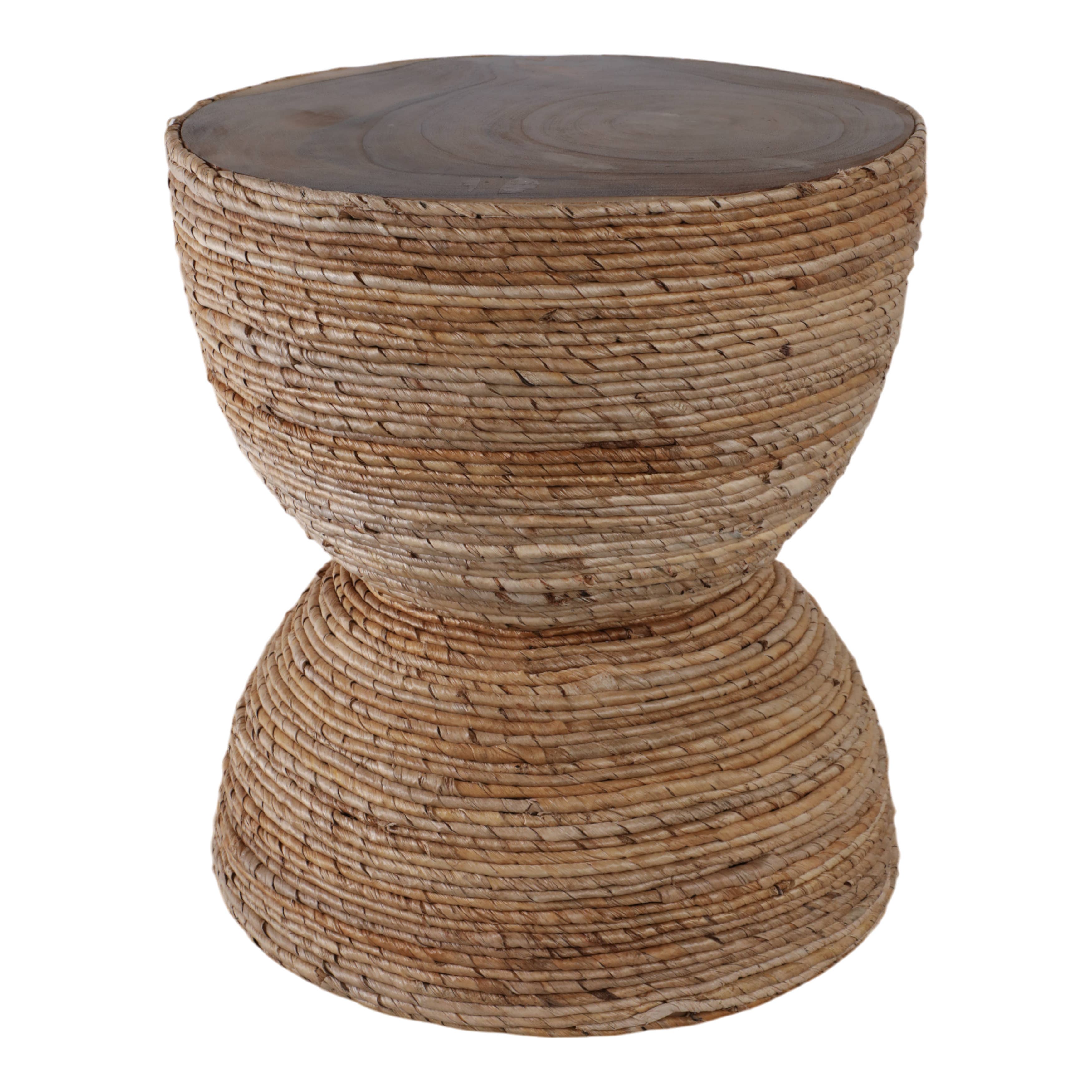 Sagebrook Home - Wholesale Side Table - End Table - Brown Wood Woven Banana Leaf Design, 18 in.4