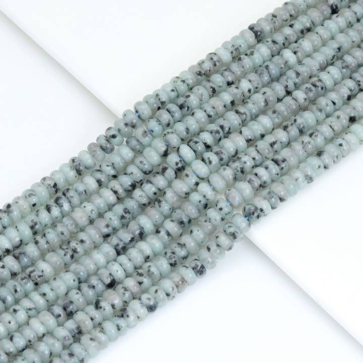 Smooth Rondelle Black Spotted Agate Beads, Sku#U1912 for wholesale by BestBeads&Beyond