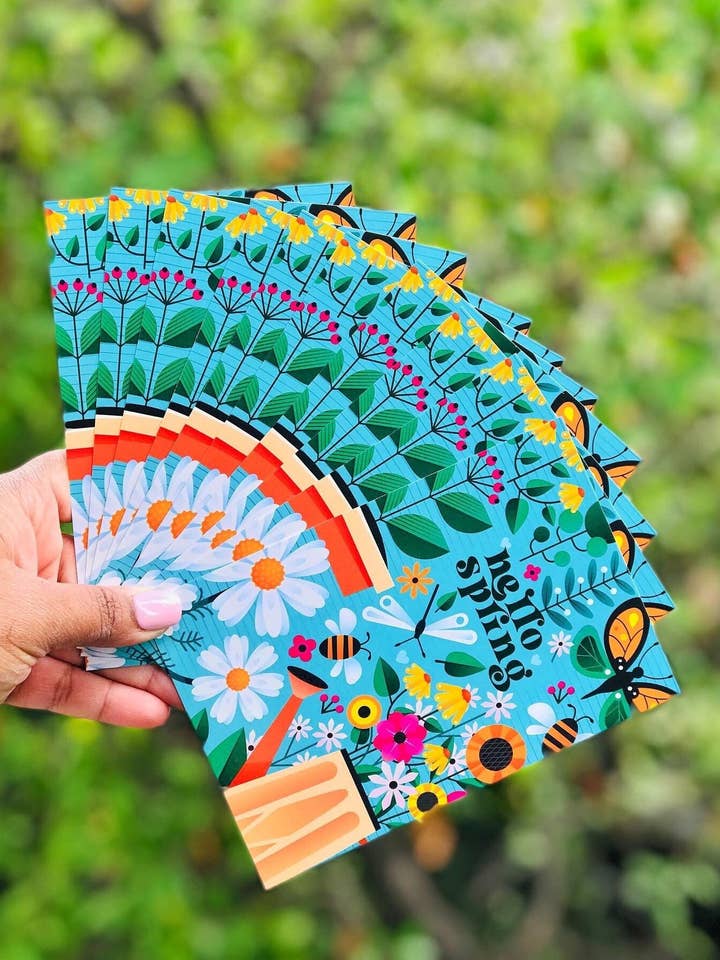 Set di cartoline Hello Spring (set di 10 cartoline) per la vendita all'ingrosso da parte di Artful Geet Creations