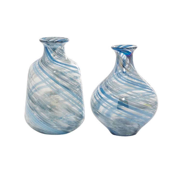 Contemporary Blue Glass Vase Set for wholesale by Deco Marché