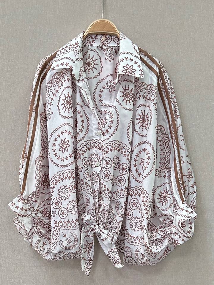 SWEET MAGIC - Wholesale Button Down Shirt - Women's - PAISLEY PRINT SHIRT