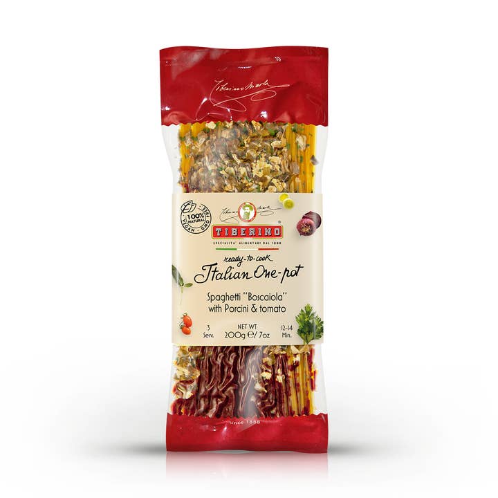 Spaghetti italiens bronze avec cèpes et tomate pour la vente par Tiberino