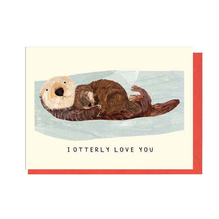 Cartão "Otterly Love You" com envelope vermelho por atacado de Jolly Awesome