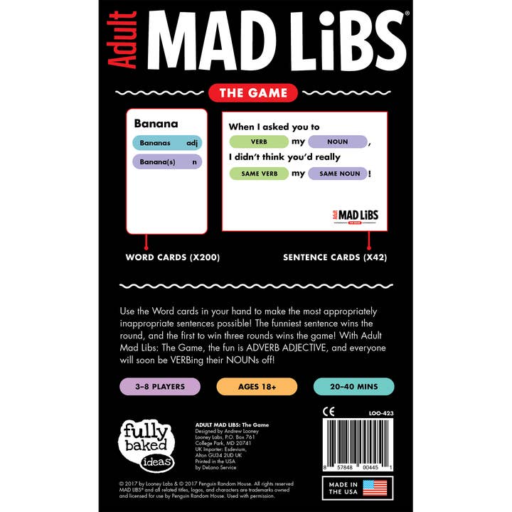 Looney Labs - Wholesale Card Game - Adult Mad Libs: The Game2