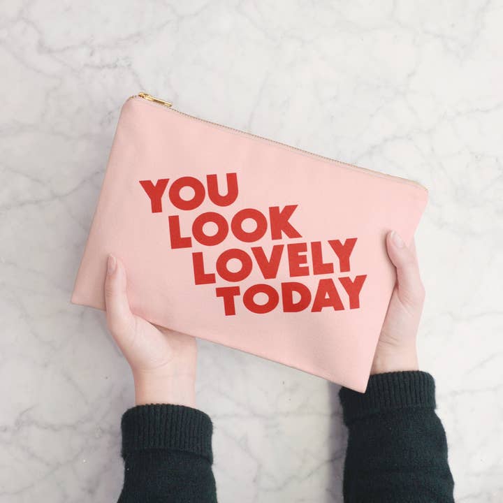 Alphabet Bags - Wholesale Pouch – Women’s - You Look Lovely Today - Blush Pink Pouch2