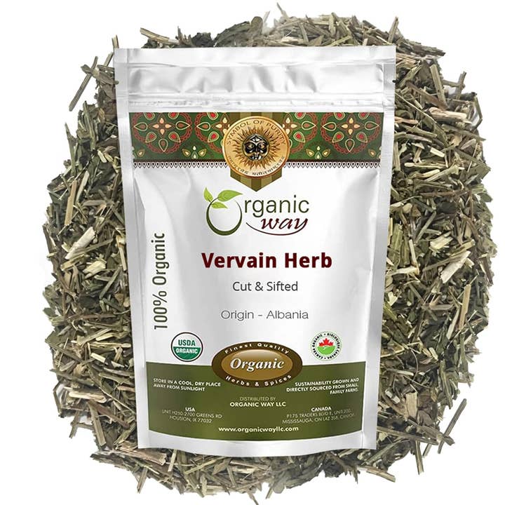 Organic Way Vervain Herb (Verbena officinalis) Cut and sifted | Herbal Tea | Non-GMO & Gluten Free | Resealable Bag | Raw from Albania for wholesale by Organic Way LLC