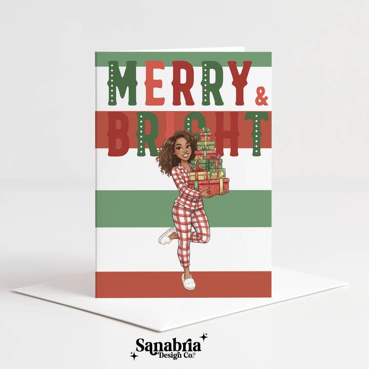 Merry & Bright Grußkarte für den Großhandel von Sanabria Design Co.