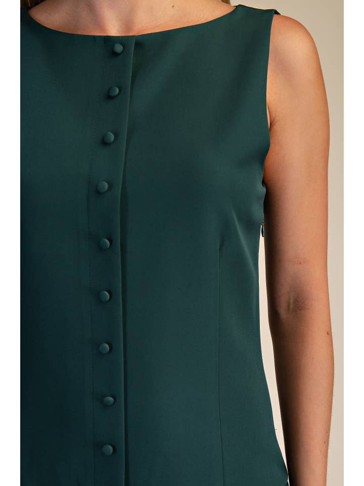Glam - Wholesale Dress - Women's - Boat Neck Sleeveless Button Down Mini Dress6