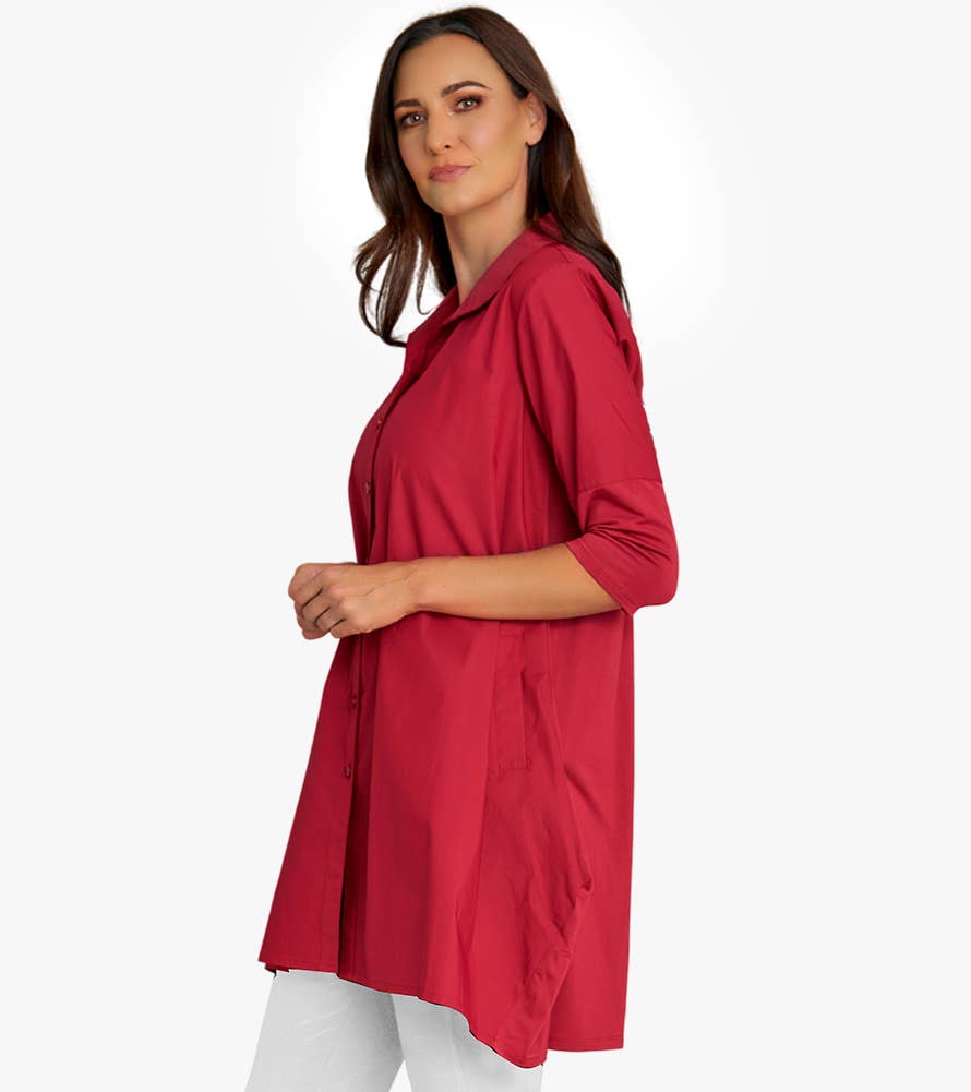 Stella Carakasi - Wholesale Tunic - Women's - Women's 3/4 Sleeve A-Line Cotton Poplin Tiburon Tunic Icon37