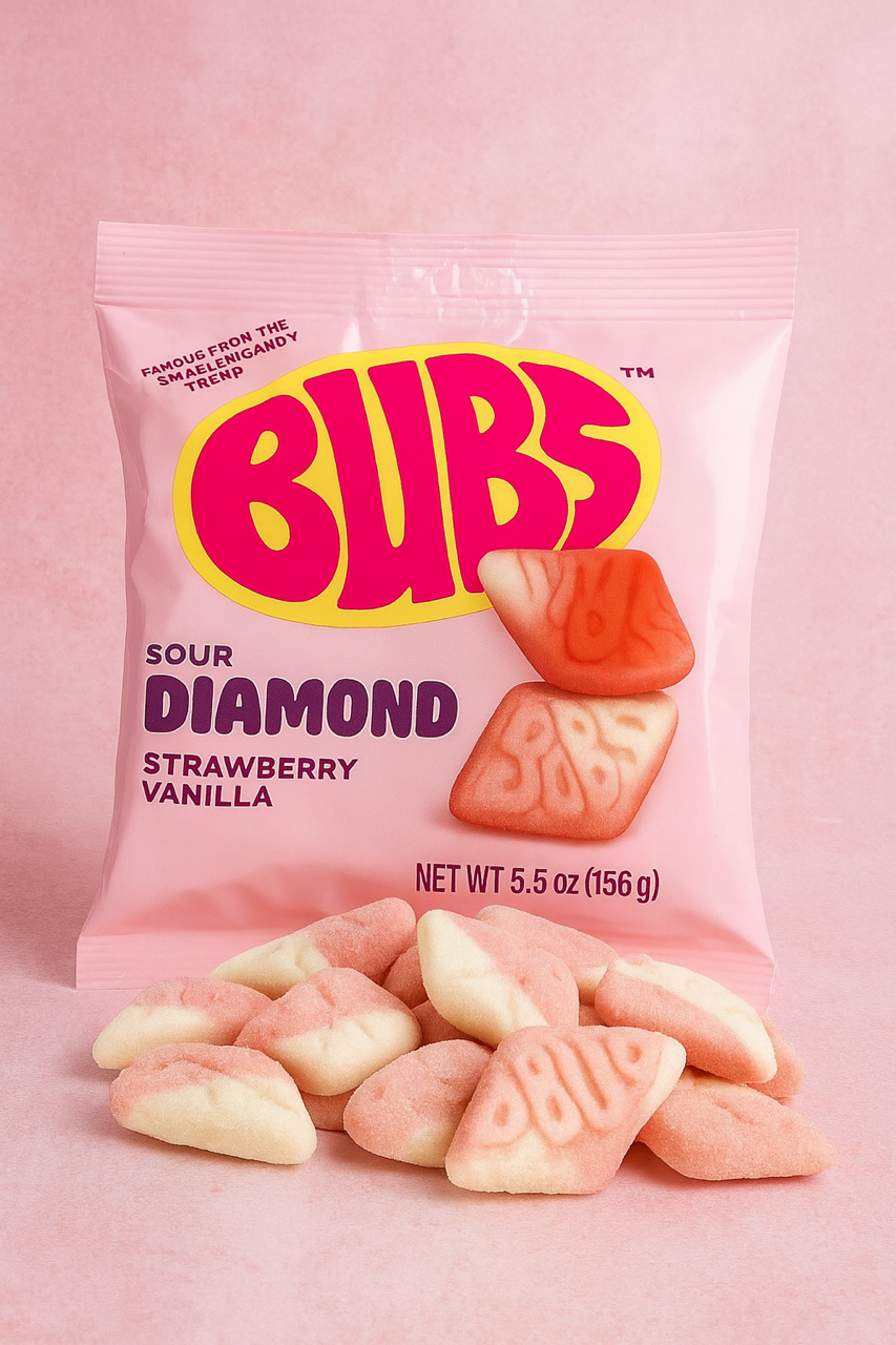 Kara Chocolates - Wholesale Gummy - BUBS Sour Diamond Strawberry Vanilla Swedish Candy 3