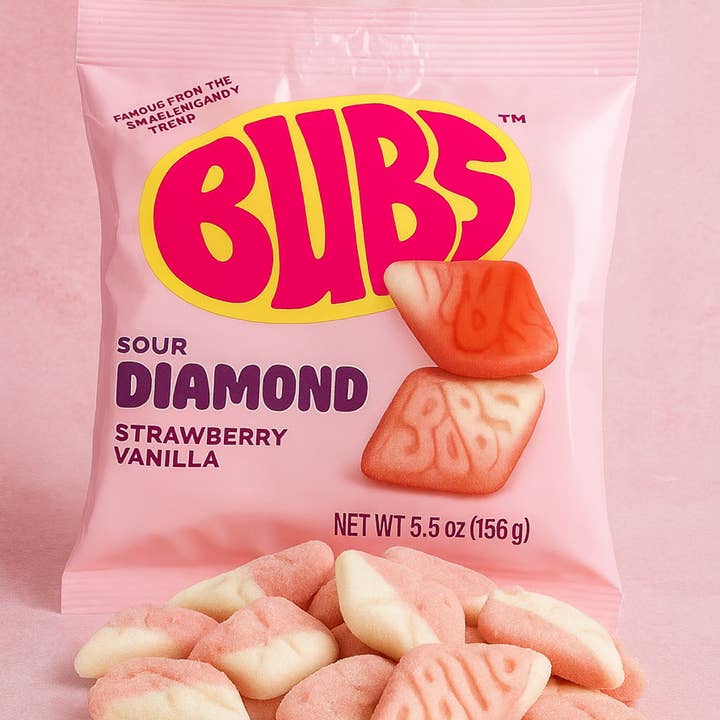 Kara Chocolates - Wholesale Gummy - BUBS Sour Diamond Strawberry Vanilla Swedish Candy 3