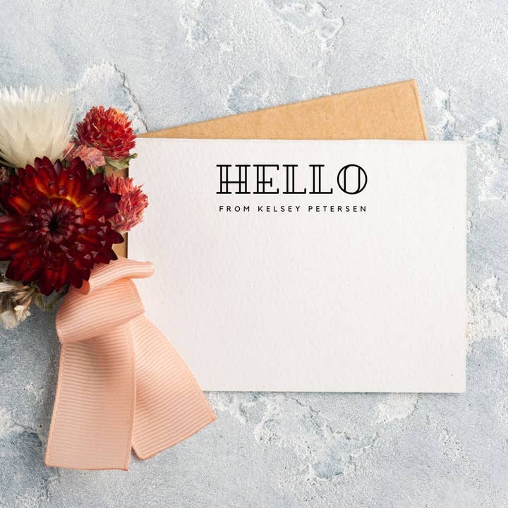 CreativebyKelsey - Wholesale Stationery/Notecard Set - Custom Personalized Stationery Set (Hello/Thank You Greeting Card) with Kraft Envelopes