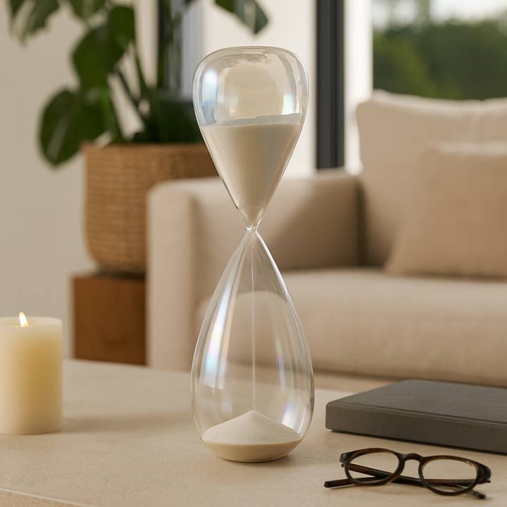 Glass Small Iridescent Teardrop Hourglass - Clear, 20 in. for wholesale by Sagebrook Home