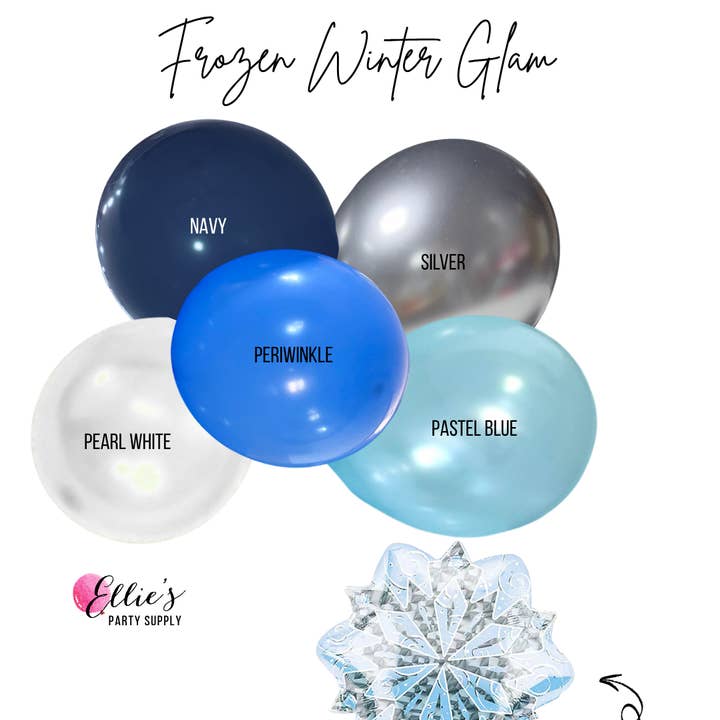 Frozen Winter Glam Balloon Garland Kit for wholesale by Ellie's Party Supply