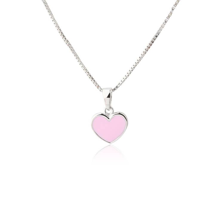 Children's Sterling Silver Pink Heart Necklace, Kids & Girls for wholesale by Cherished Moments