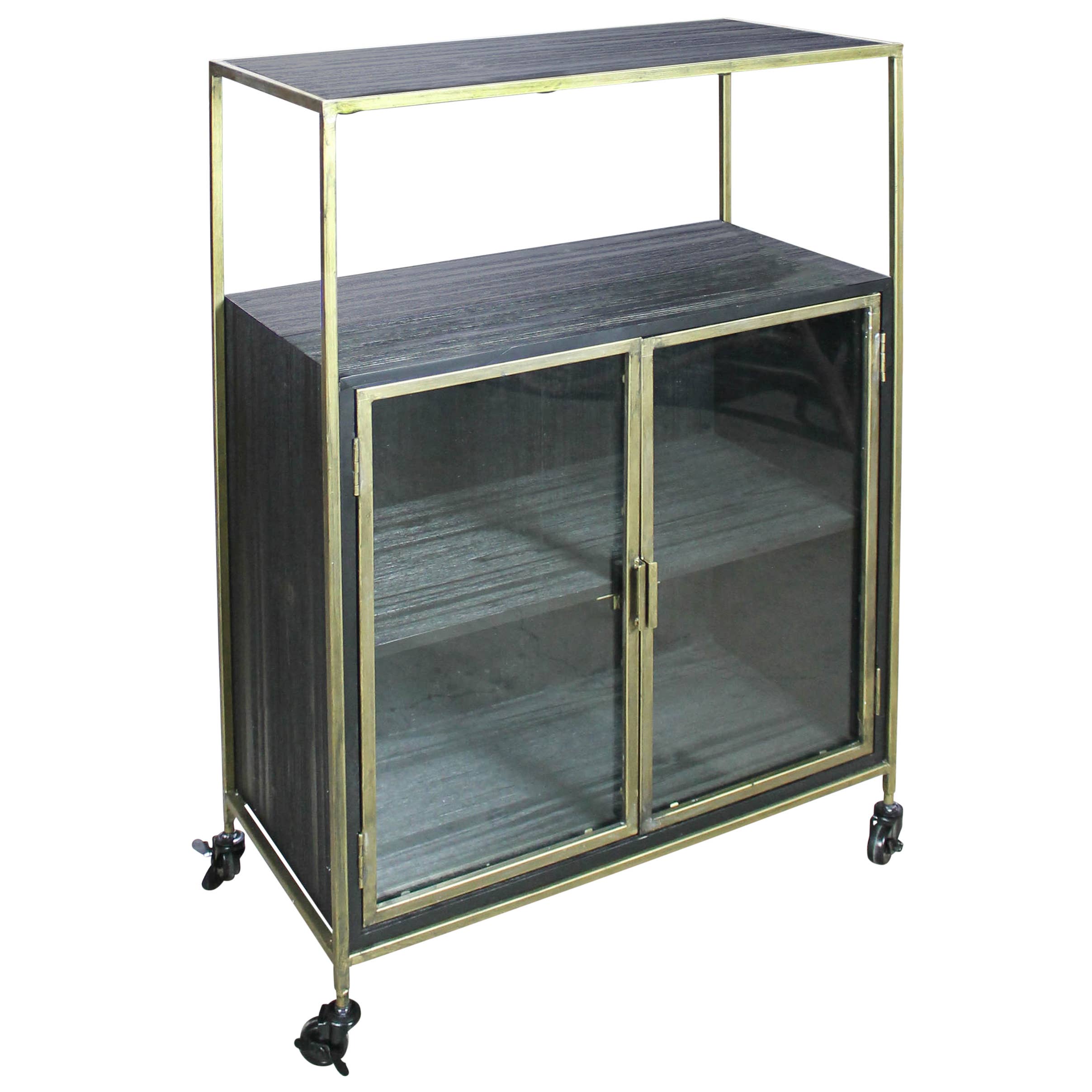 HomArt - Wholesale Bar Cart - Hendrik Rolling Cart, Wood & Brass2