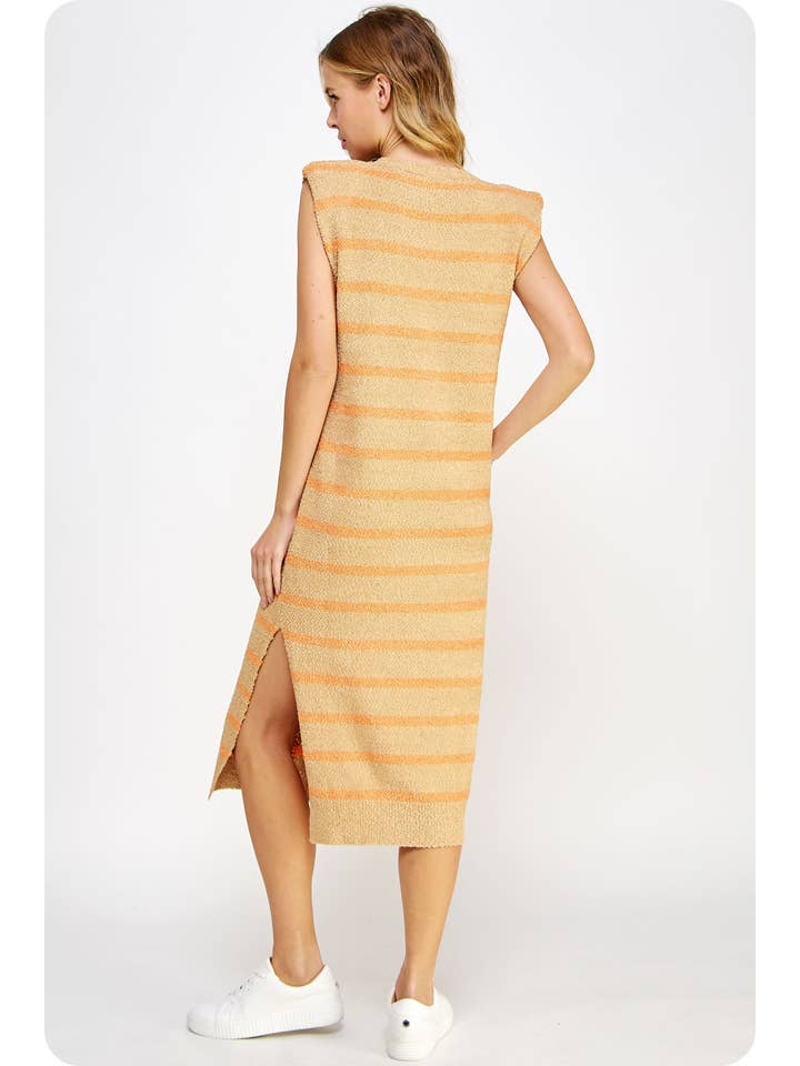 Strut & Bolt - Wholesale Dress - Women's - Shoulder Pad Sleeveless Textured Striped Knit Dress30