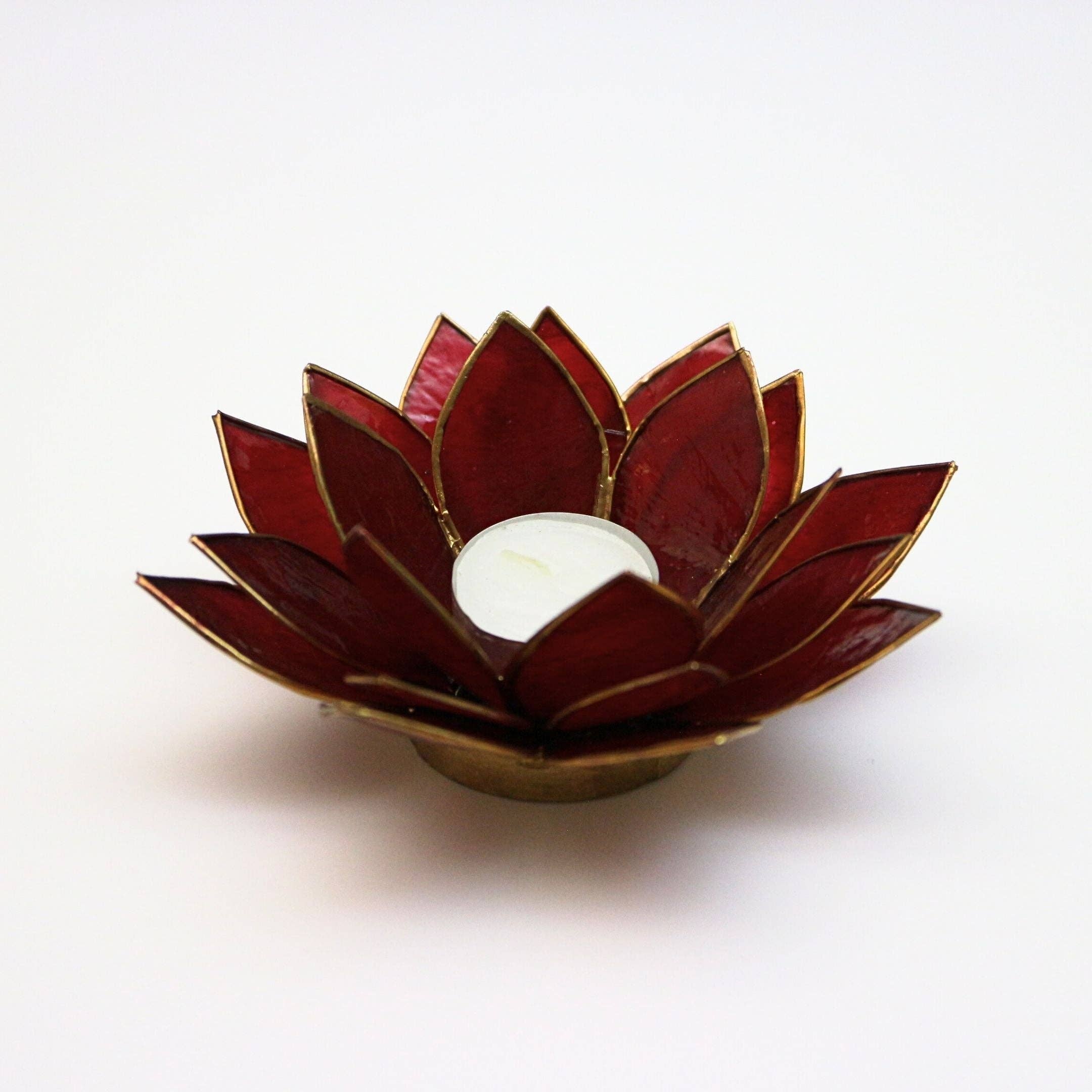 Rauha Crafts - Wholesale Candle Holder - Capiz Tealight Candle Holder | Lotus - Red0