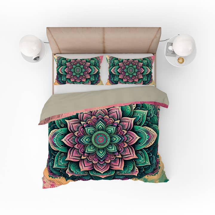 Flerfarvet Ombre Lotus vendbart dynebetræk dynebetræk sæt for engroshandel hos Adore India