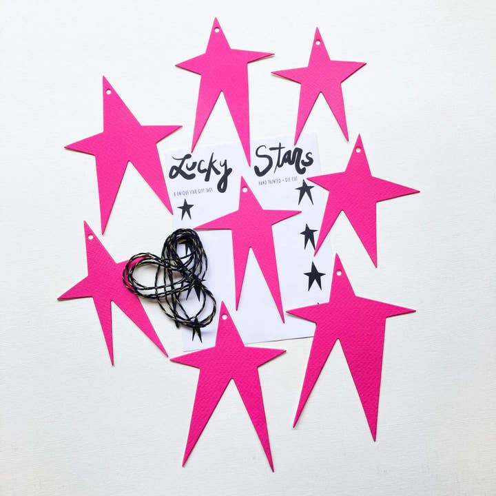 Mirthos Paper - Wholesale Gift Tag - Lucky Stars - Neon Pink Gift Tag, Ornament, Banner1