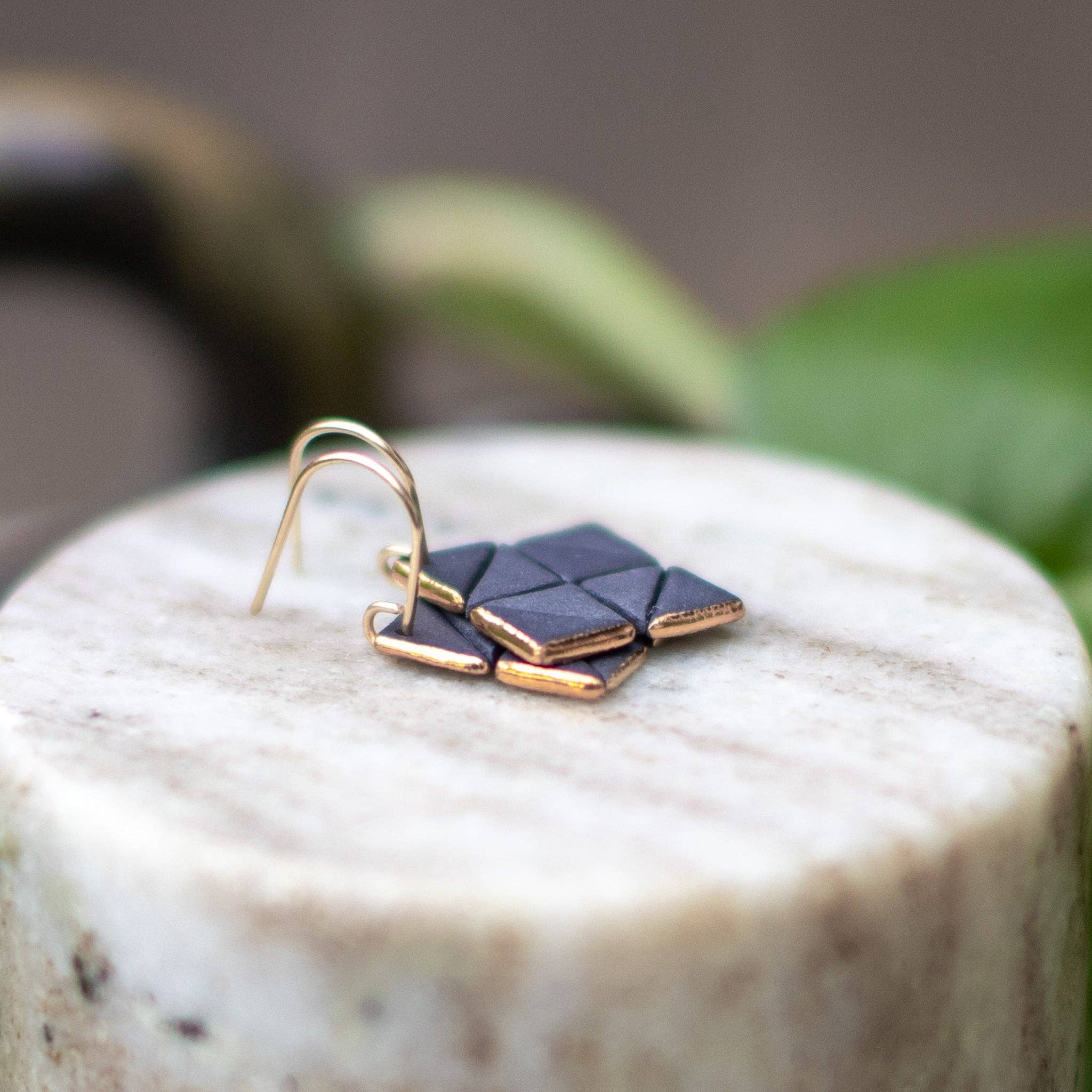 Remnant Studios - Wholesale Dangle Earrings - white and black square tile studs5