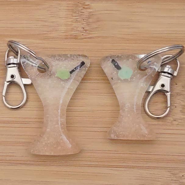 Martini Fused Glass Keychain Wholesale for wholesale by Mellyn's