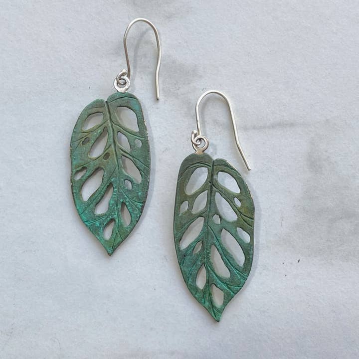 Monstera Adansonii "Swiss Cheese Plant" Earrings for wholesale by J.Mancarella Jewelry