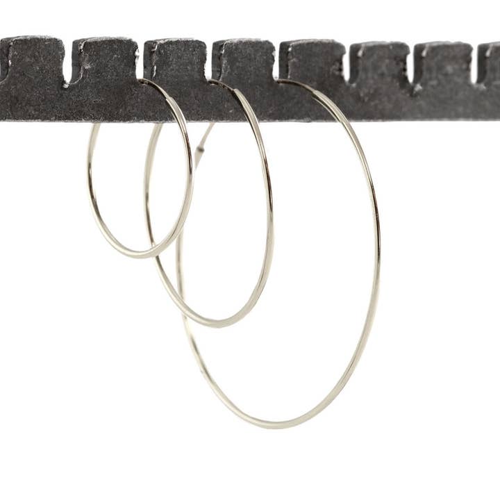 Featherweight Hoop Earrings Sterling Silver Lightweight 3 Sizes Nickel Free Hypoallergenic Ships from CA for wholesale by Kris Nations
