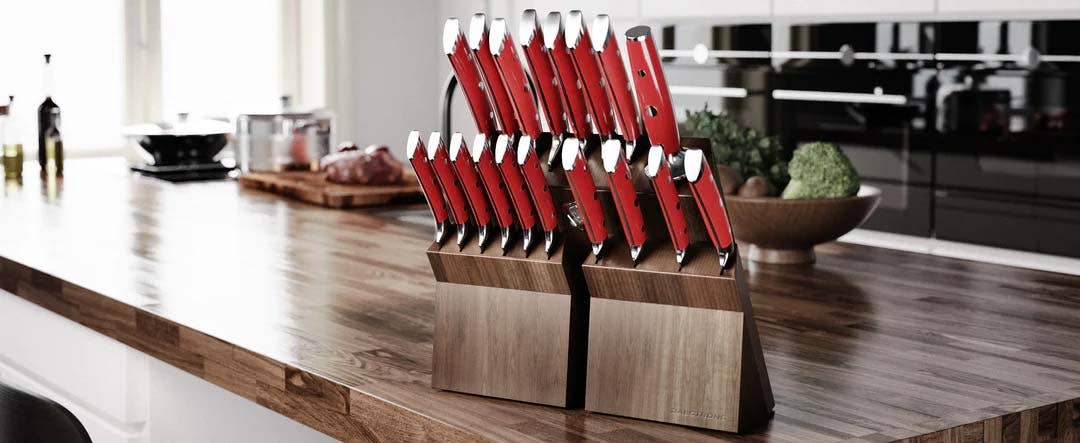 Dalstrong - Wholesale Knife Set - 18-piece Colossal Knife Set with Block | Red Handles | Gladiator Series | Knives NSF Certified | Dalstrong ©11