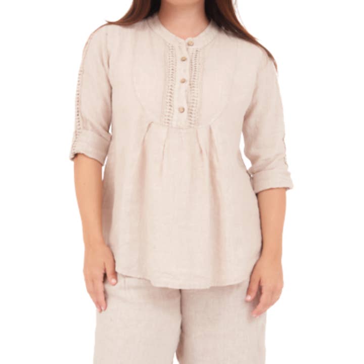 6717 Nude Vera May Italian Linen Top for wholesale by VeraMay
