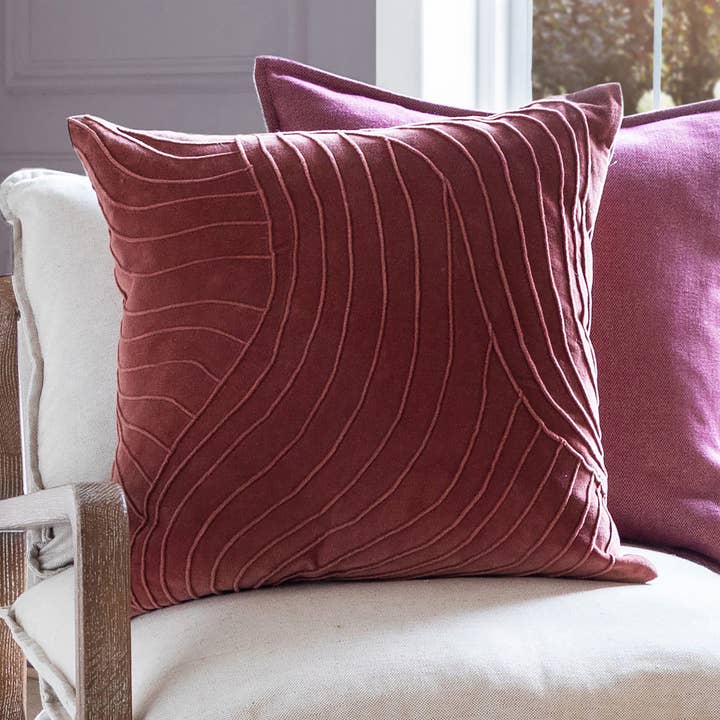 Waterfall Embroidered Cushion Persimmon for wholesale by Riva Home