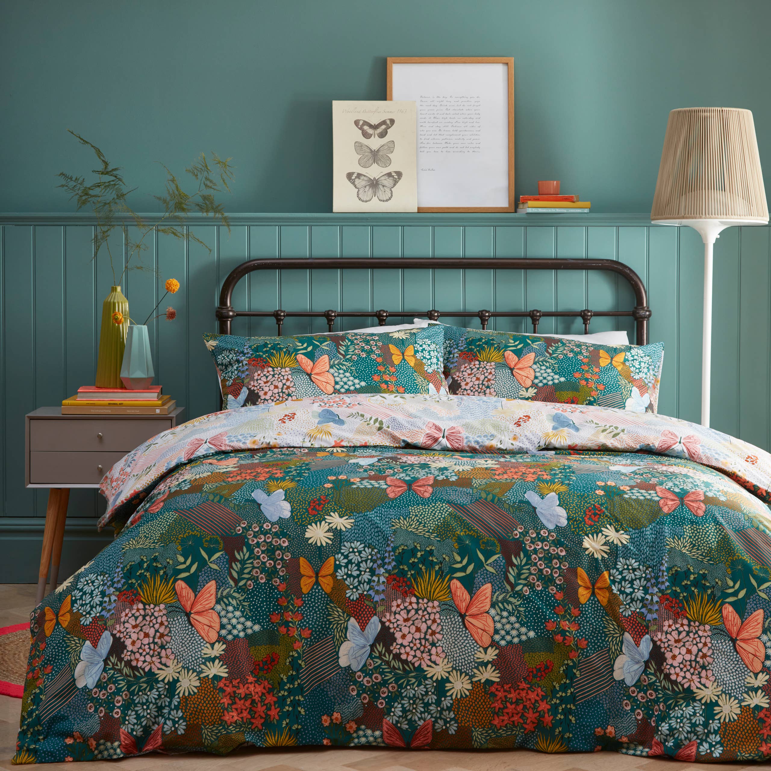 Forage Floral Duvet Cover Set Teal for wholesale on Faire1