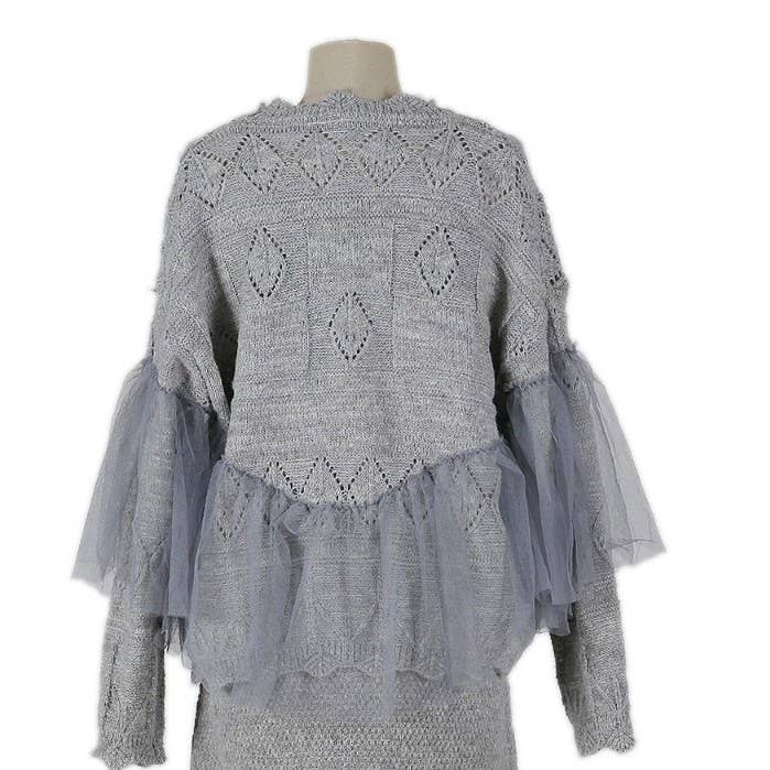 PEACH ACCESSORIES - Wholesale Cardigan - Women's - Knitted Cardigan with Lace Detail SDK15320