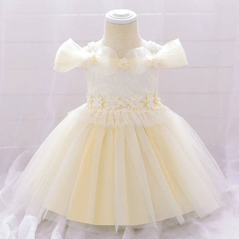MyKids-USA® - Wholesale Dress - Baby - Newborn Baby Girl Birthday Baptism Dress One Shoulder Puff Sleeves Princess Dress8