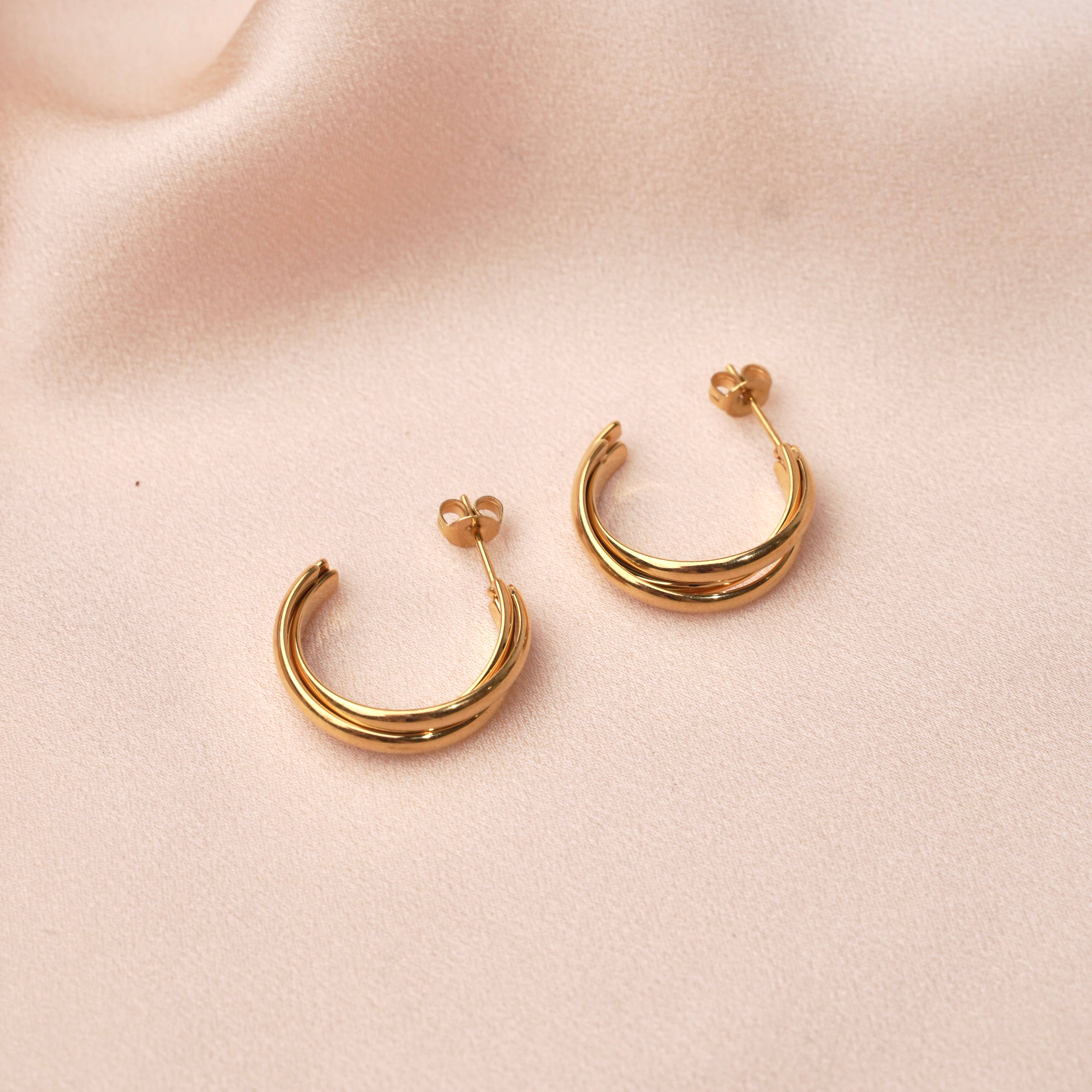 Victoire Collection - Wholesale Hoop Earrings - stainless steel three ring earrings2