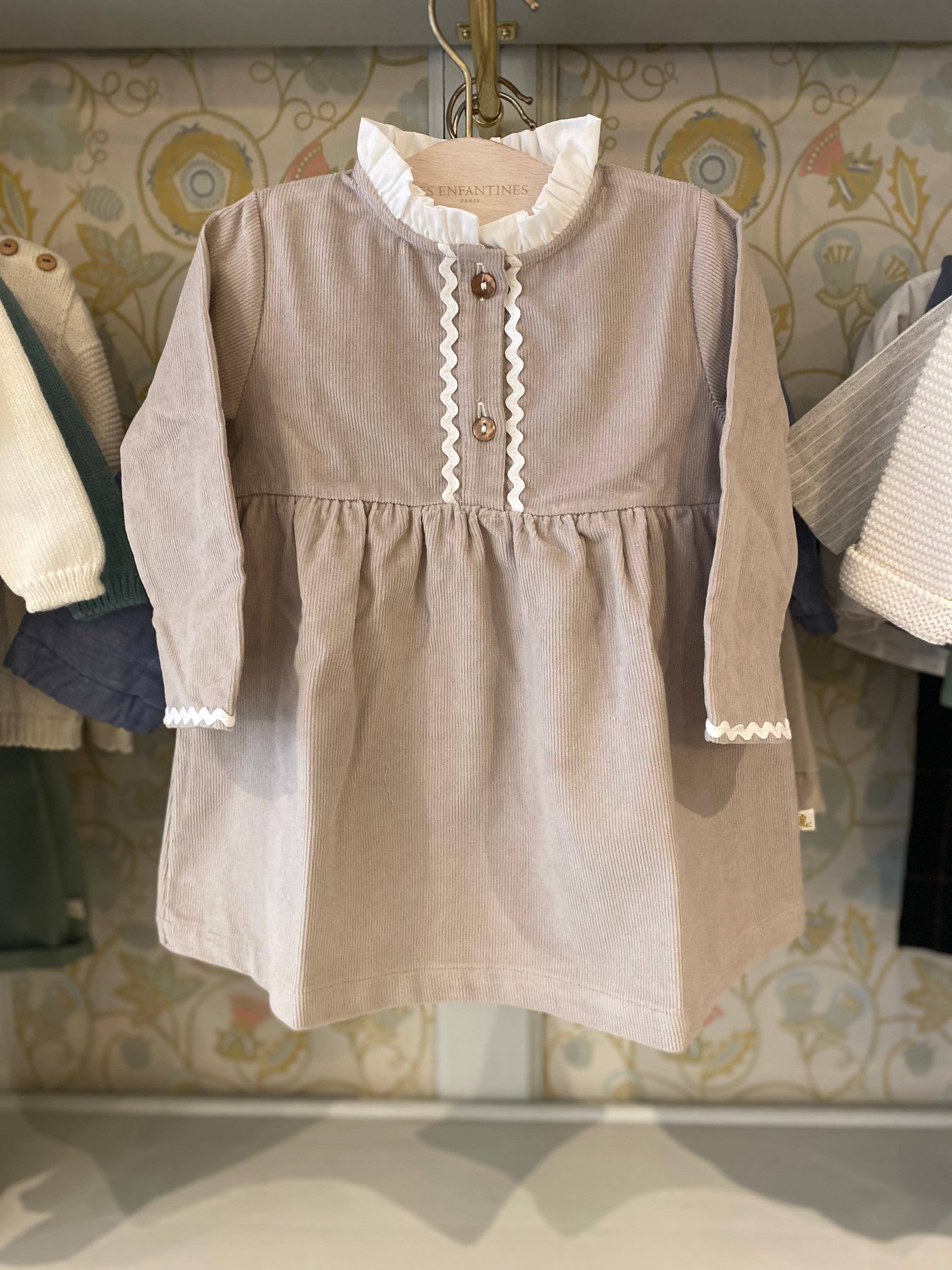 LES ENFANTINES - Wholesale Dress - Kids - Milleraies beige velvet swan dress4